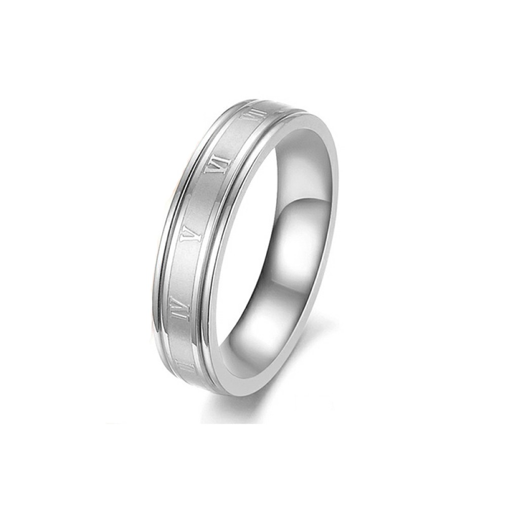 Stainless Steel. Roman numerals ring
