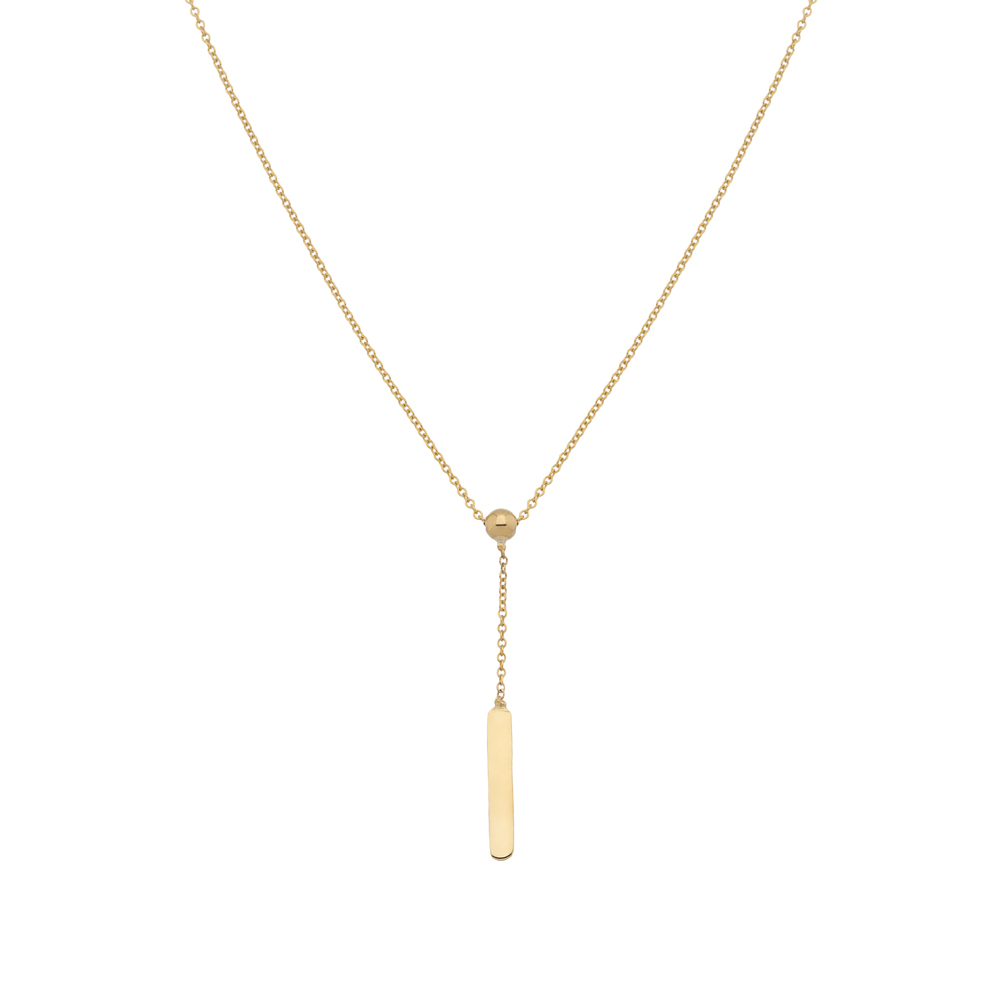 Gold 9ct . Y-necklace with linear bar