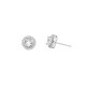 Sterling silver 925°. Round zirconia studs with halo