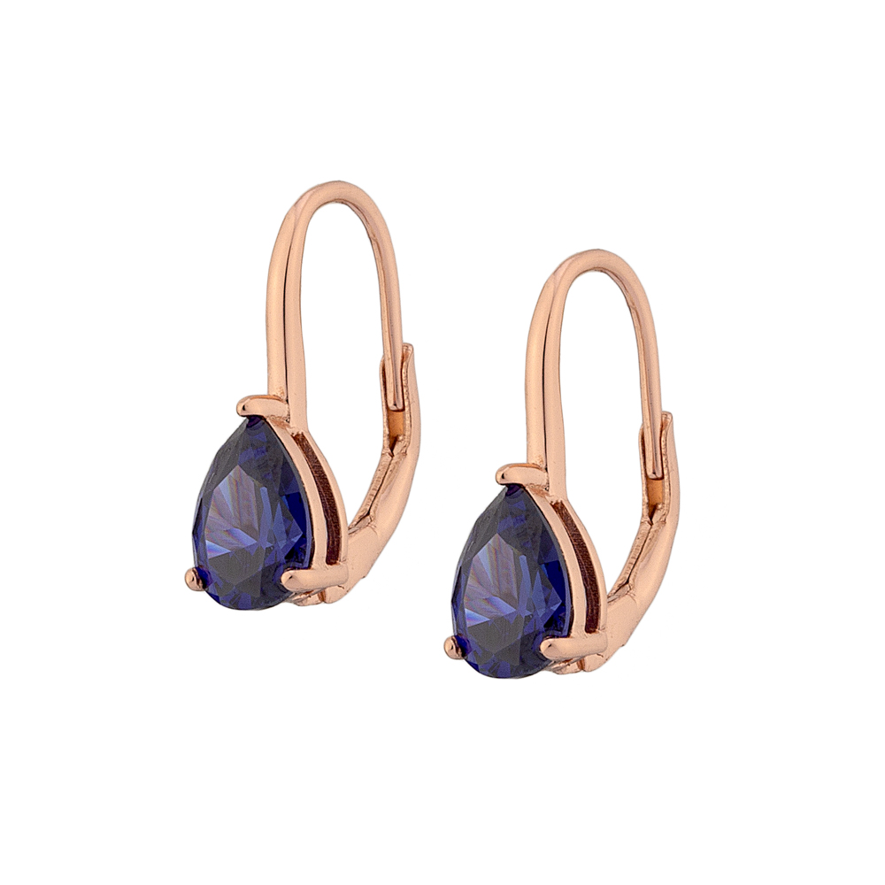 Sterling silver 925°. Blue teardrop earrings
