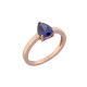 Δαχτυλίδι μονόπετρο με  μπλε ζιργκόν από ροζ επιχρυσωμένο ασήμι 925°