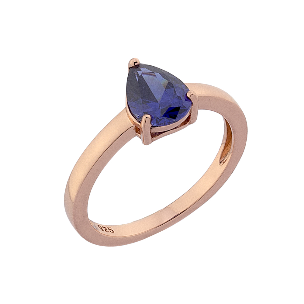 Sterling silver 925°. Blue teardrop ring