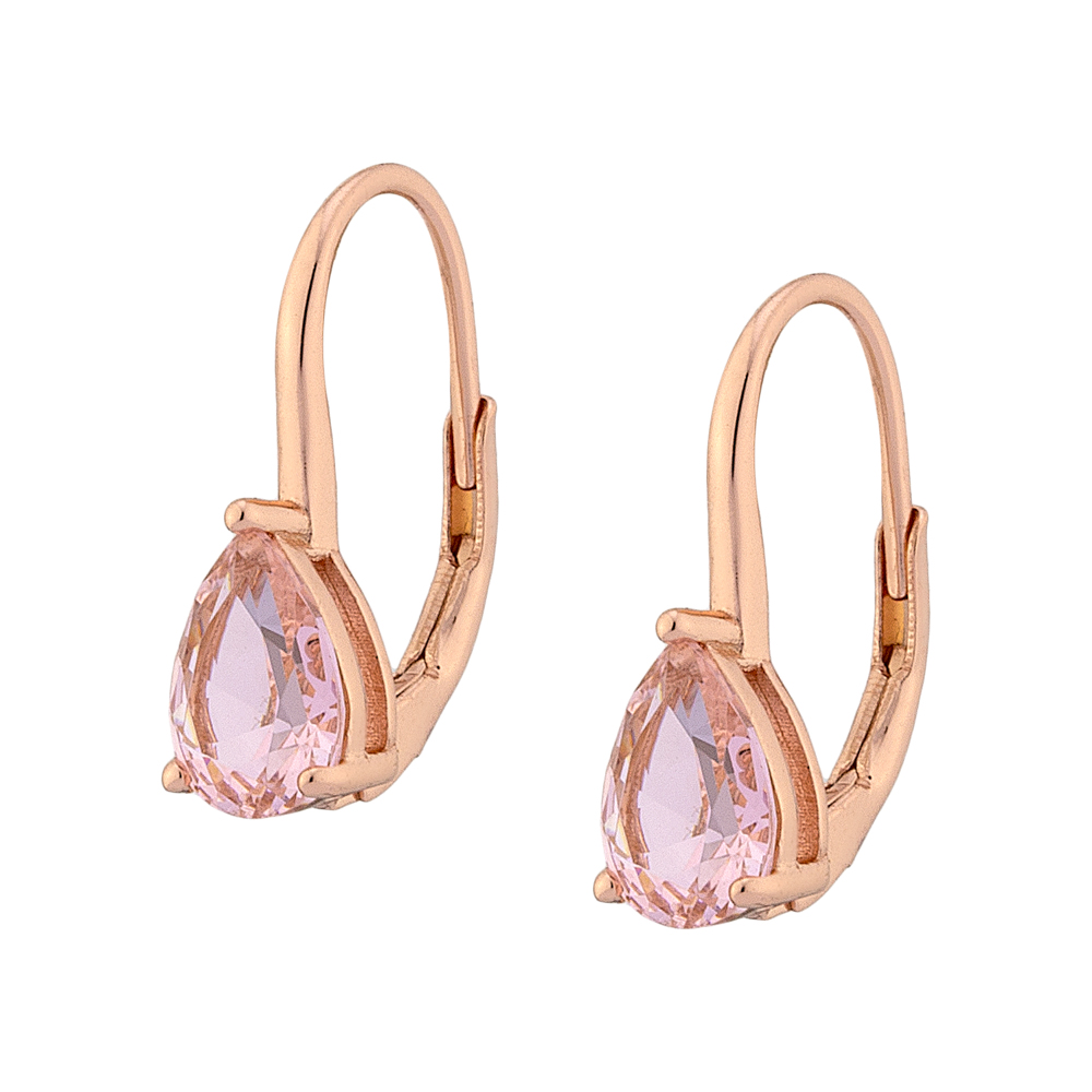 Sterling silver 925°. Pink teardrop earrings