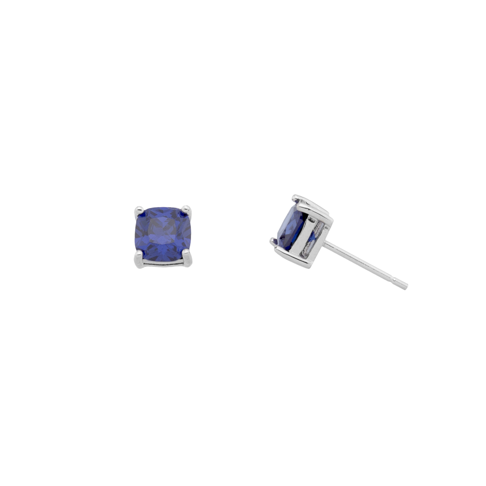 Σκουλαρίκια στικ μονόπετρα με μπλε ζιργκόν από επιπλατινωμένο ασήμι 925°