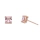 Sterling silver 925°. Square solitaire studs in pink
