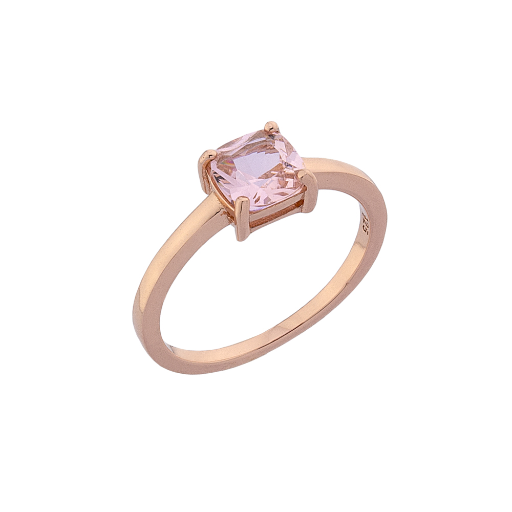 Sterling silver 925°. Pink solitaire ring