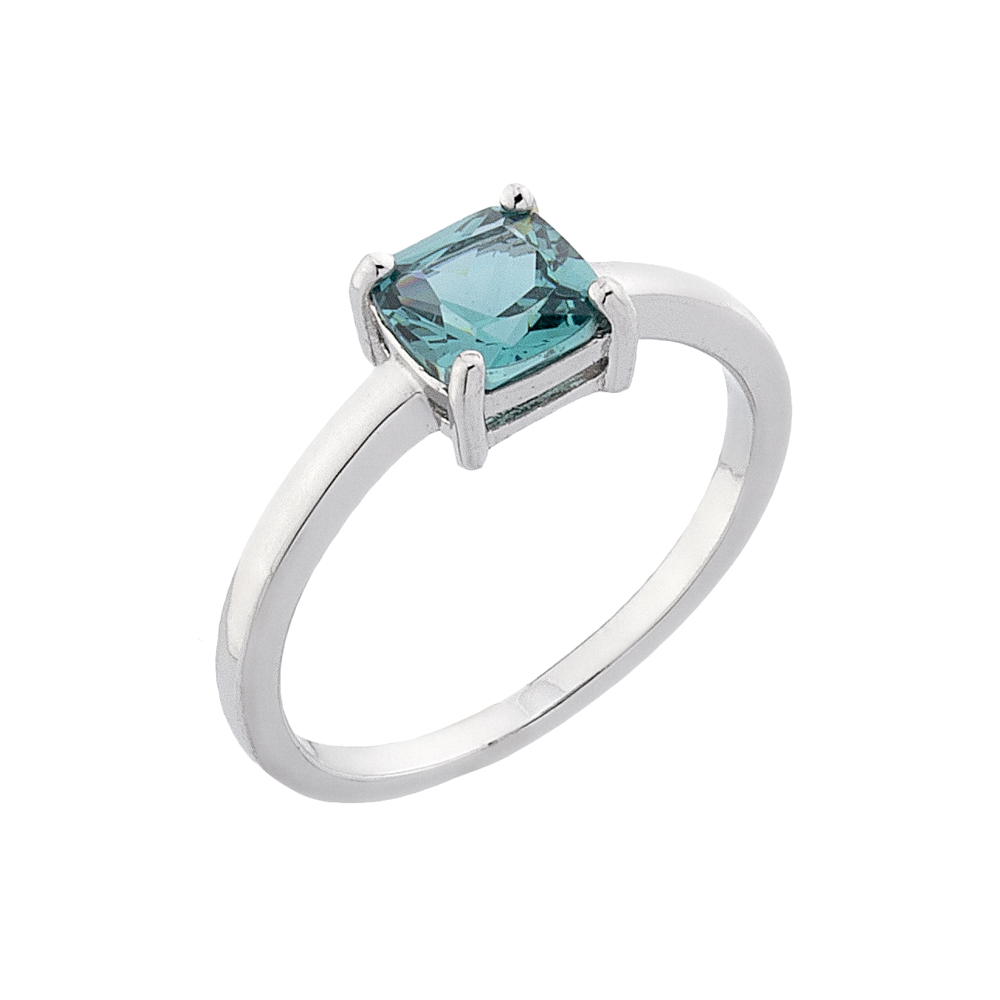 Sterling silver 925°. Teal square ring