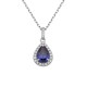 Sterling silver 925°. Teardrop pendant with halo