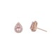 Sterling silver 925°. Pink teardrop studs with halo
