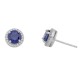 Sterling silver 925°. Round blue studs with halo