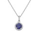 Sterling silver 925°. Round blue pendant with halo