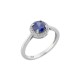 Sterling silver 925°. Round blue ring with halo
