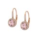 Sterling silver 925°. Pink round drops with halo