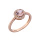 Sterling silver 925°. Round pink ring with halo