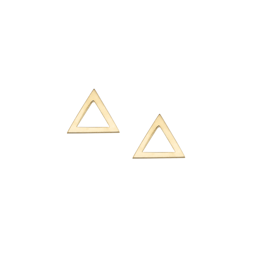 Σκουλαρίκια στικ σχέδιο τρίγωνο από χρυσό 9 καρατίων