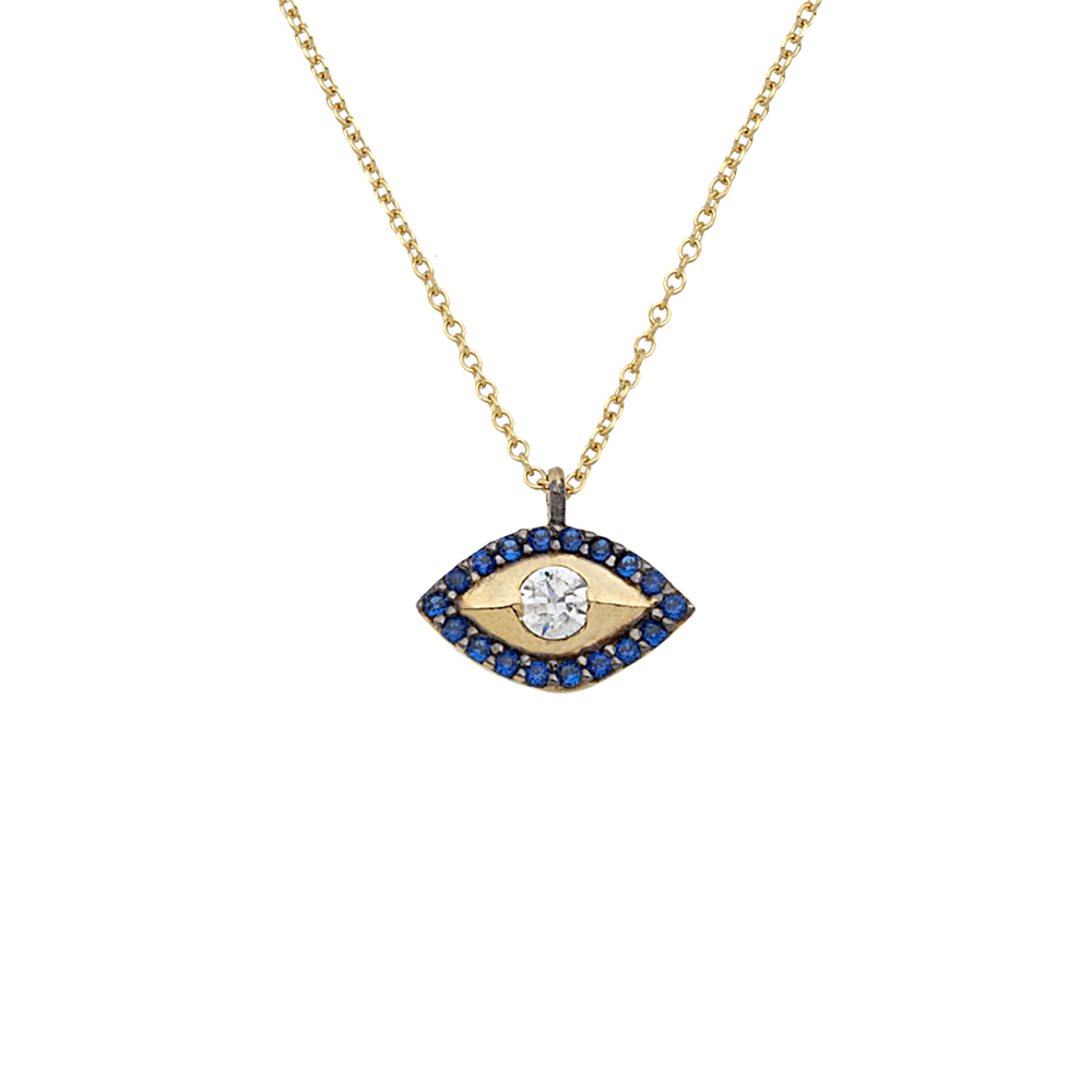 Gold 9ct. Mati with CZ pendant necklace