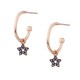 Sterling silver 925°. Open hoops with CZ stars