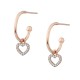 Sterling silver 925°. Open hoops with CZ hearts