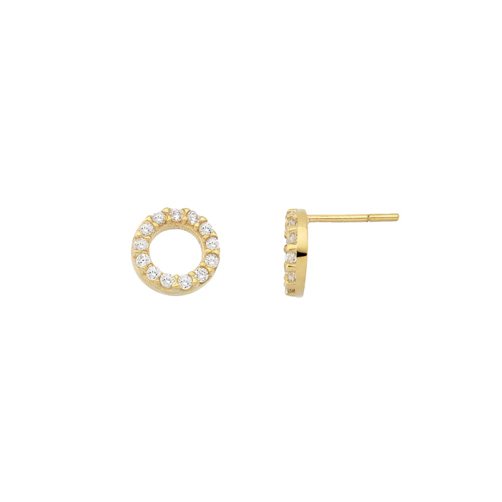 Gold 9ct. Open circle studs with CZ