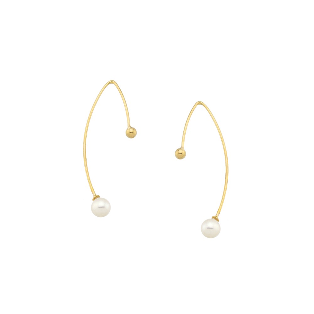 Gold 9ct. Threader earrings with pearl and bead