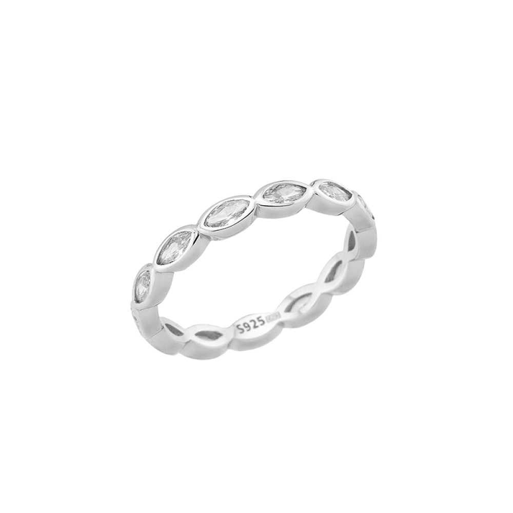 Sterling silver 925°. Ellipse ring with CZ
