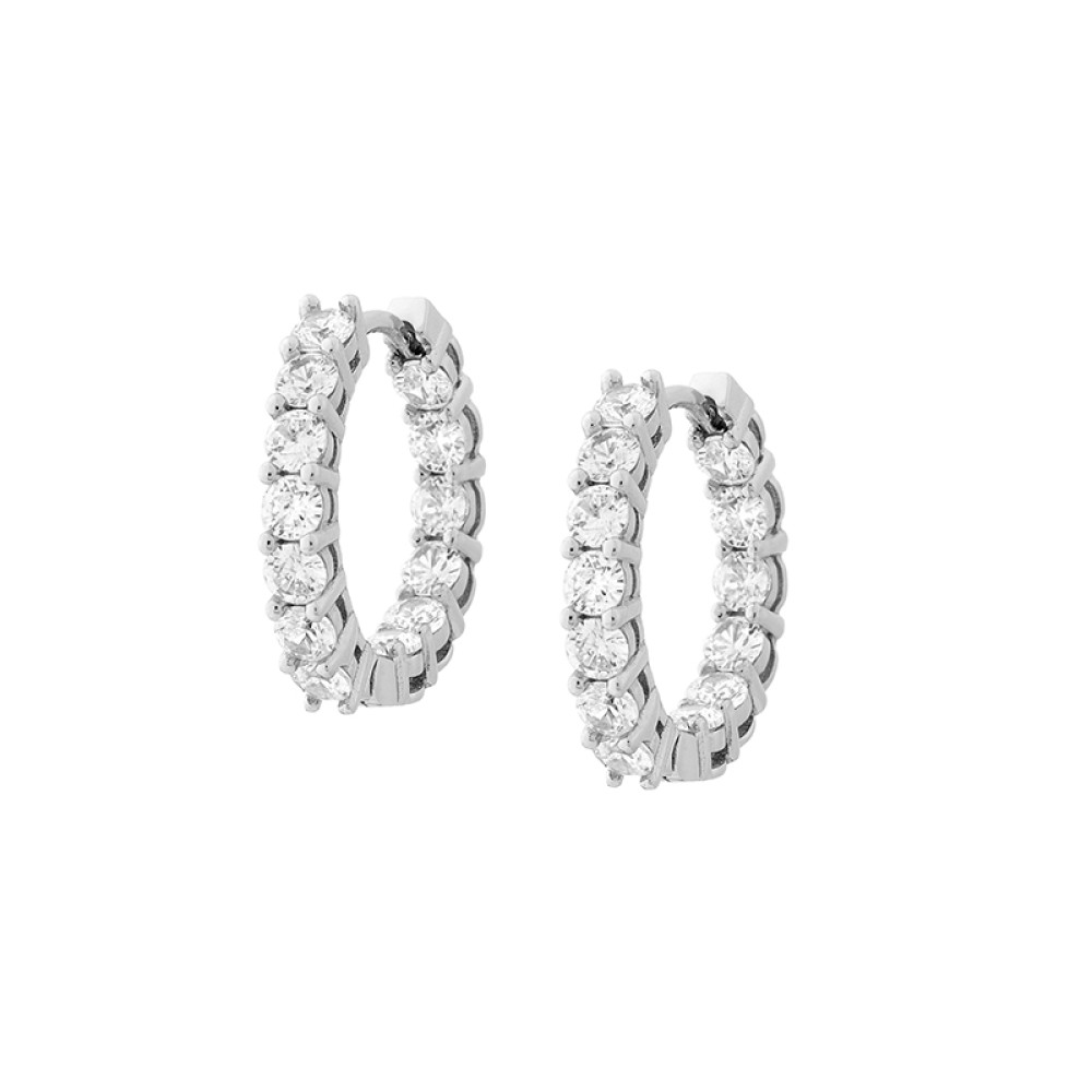 Sterling silver 925°. Eternity hoops with CZ
