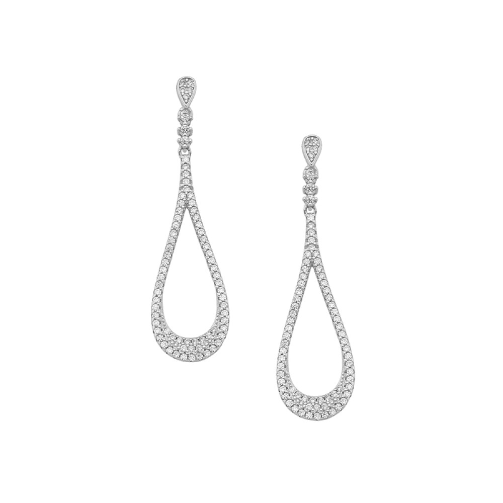 Sterling silver 925°. Teardrop earrings with CZ