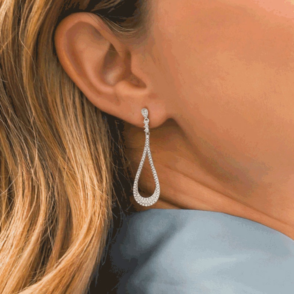 Sterling silver 925°. Teardrop earrings with CZ