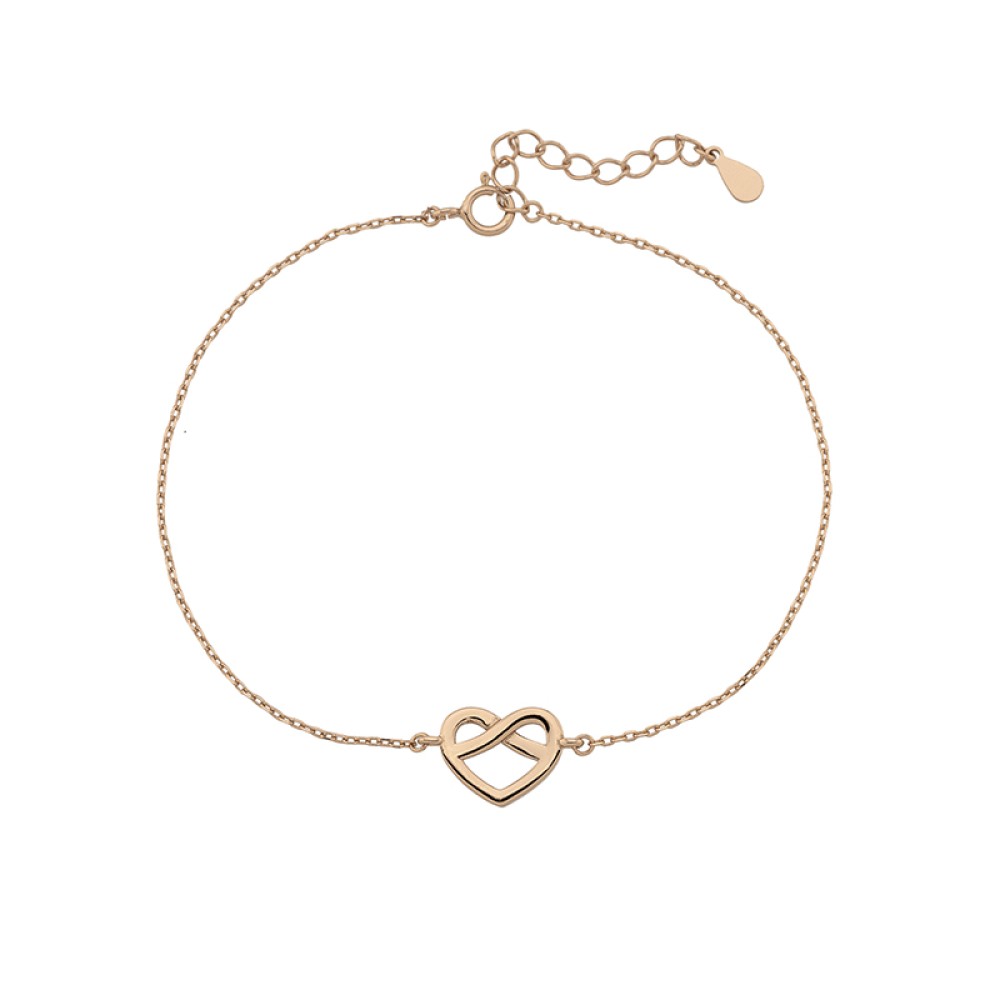 Sterling silver 925°. Infinity heart bracelet