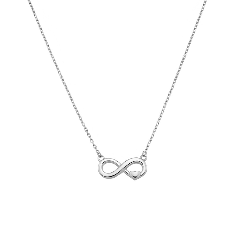 Sterling silver 925°. Infinity and heart pendant