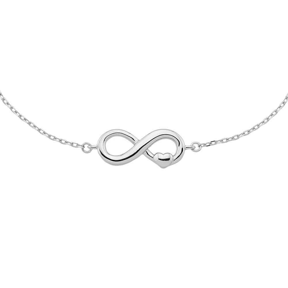 Sterling silver 925°. Infinity and heart bracelet