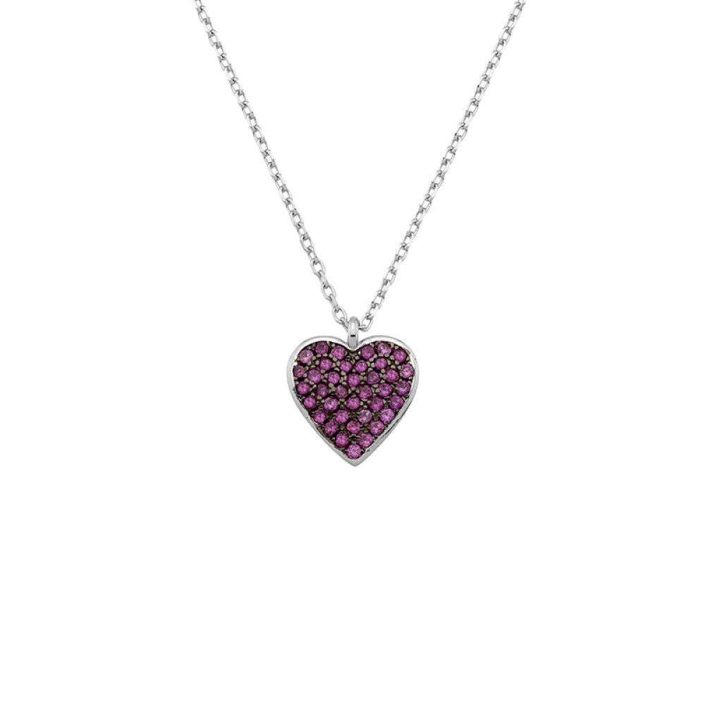 Sterling silver 925°. Red CZ heart pendant