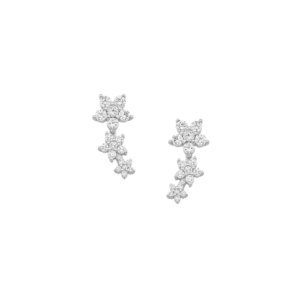 Sterling silver 925°. Star cuff earrings with CZ