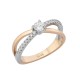 Sterling silver 925°. Crossover band with solitaire & CZ