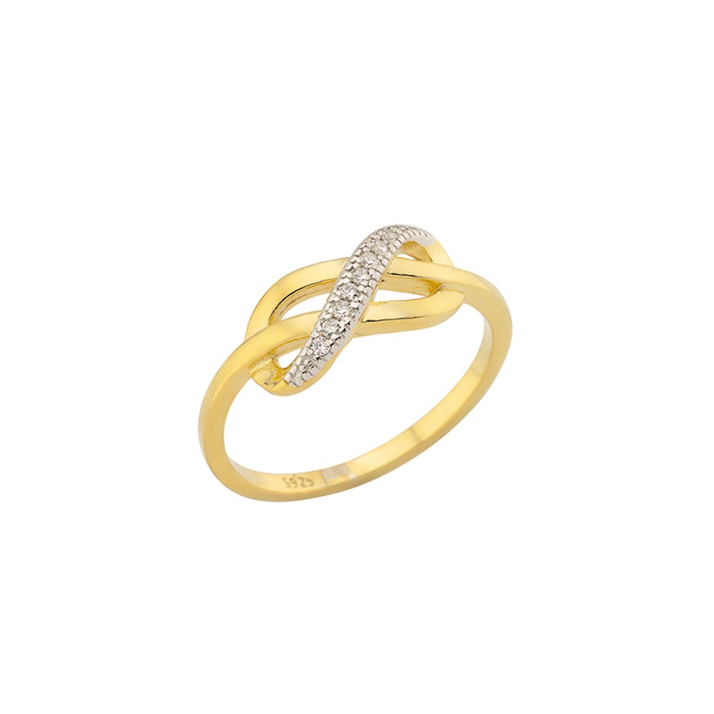 Sterling silver 925°. Infinity knot ring with CZ 