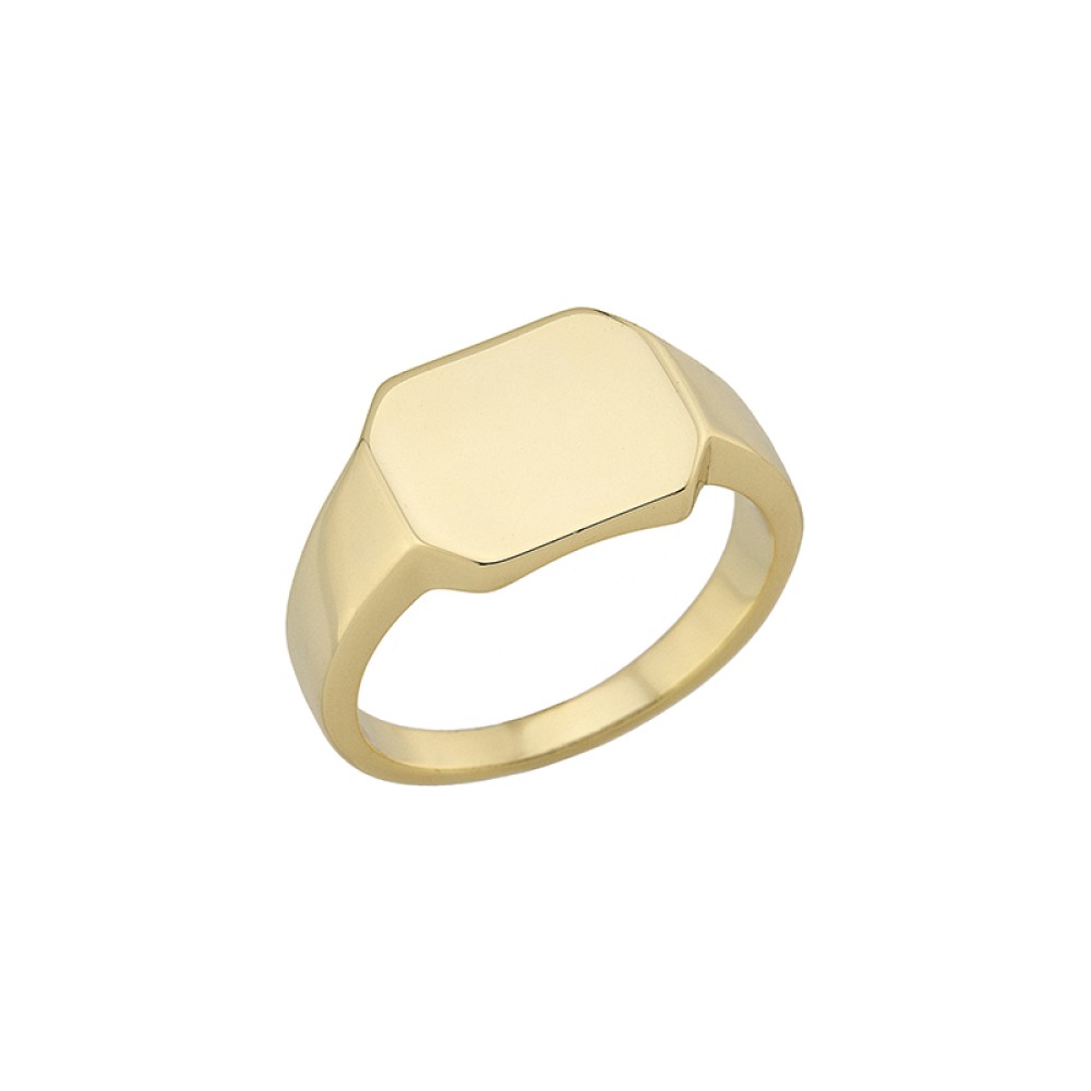 Δαχτυλίδι σχέδιο Signet από επιχρυσωμένο ασήμι 925°