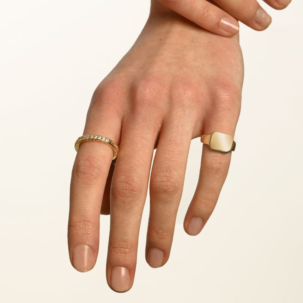 Δαχτυλίδι σχέδιο Signet από επιχρυσωμένο ασήμι 925°