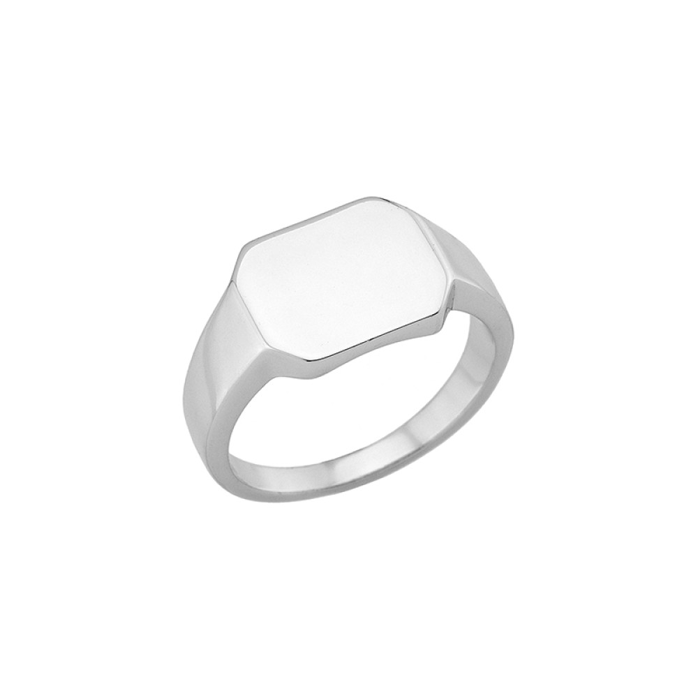 Δαχτυλίδι σχέδιο Signet από επιπλατινωμένο ασήμι 925°