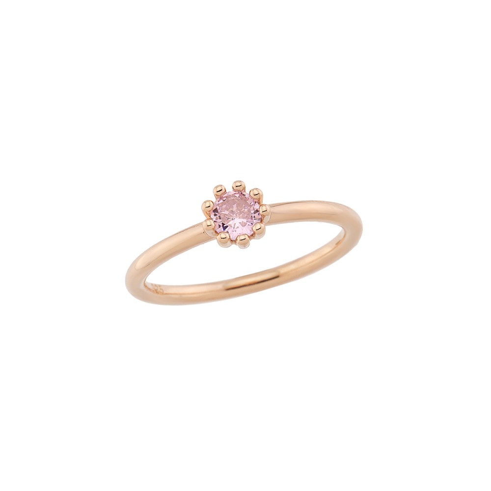 Δαχτυλίδι μονόπετρο ροζ ζιργκόν από ροζ επιχρυσωμένο ασήμι 925°