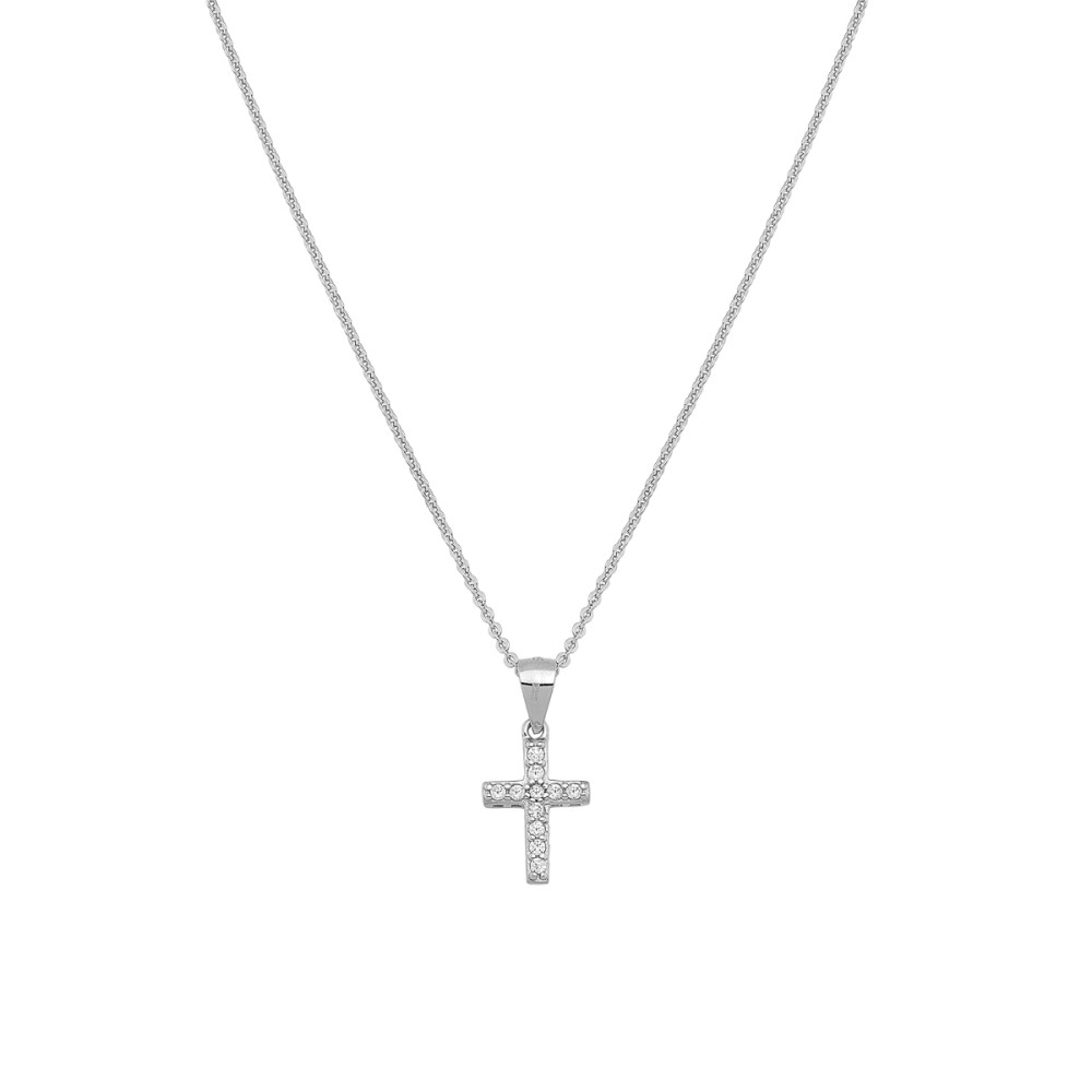 Sterling silver 925°. Double sided cross with CZ 