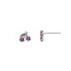 Sterling silver 925°. Cherries studs with CZ