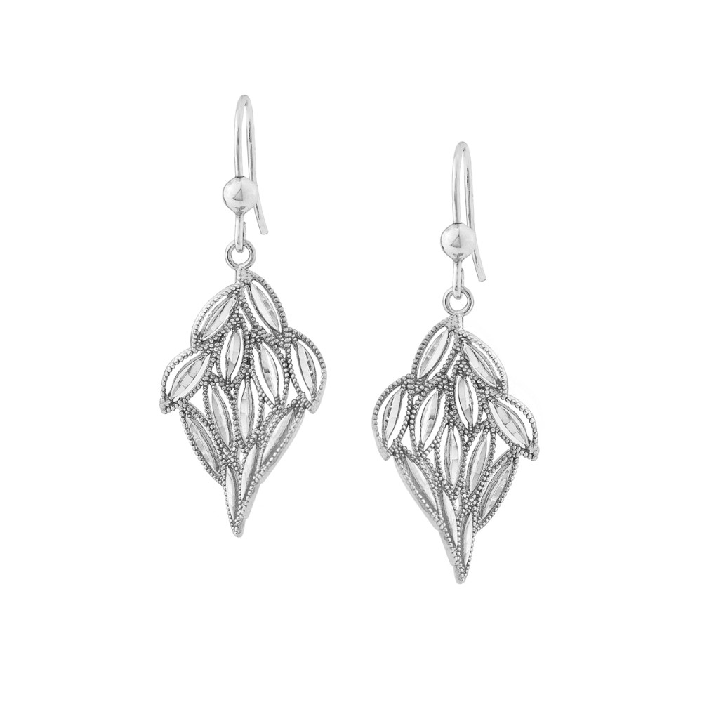 Sterling silver 925°. Lace-like drop earrings