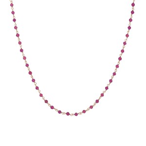 Κολιέ ροζάριο 40cm με χαλαζία (ruby quartz) από ροζ επιχρυσωμένο ασήμι 925°