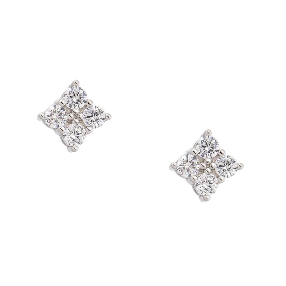 Sterling silver 925°. Cluster studs with CZ