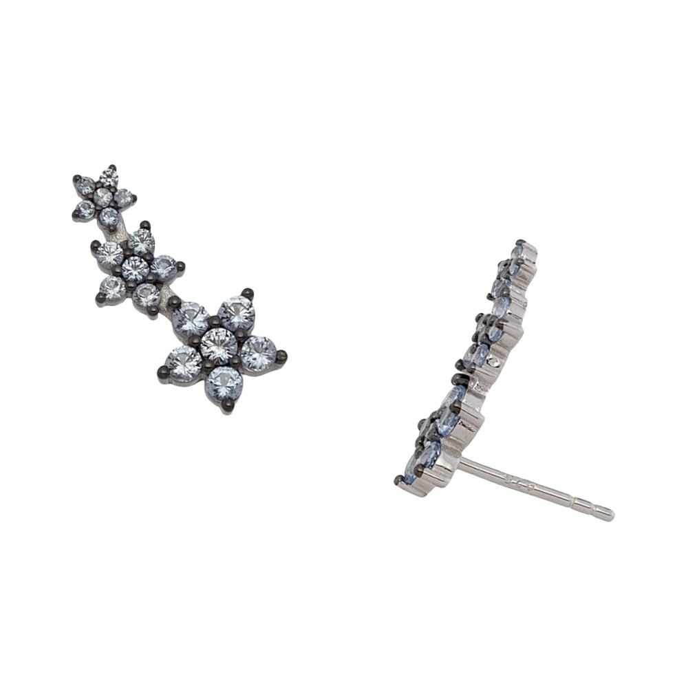Σκουλαρίκια cuffs σχέδιο αστέρια με πέτρες ζιργκόν από επιπλατινωμένο ασήμι 925°