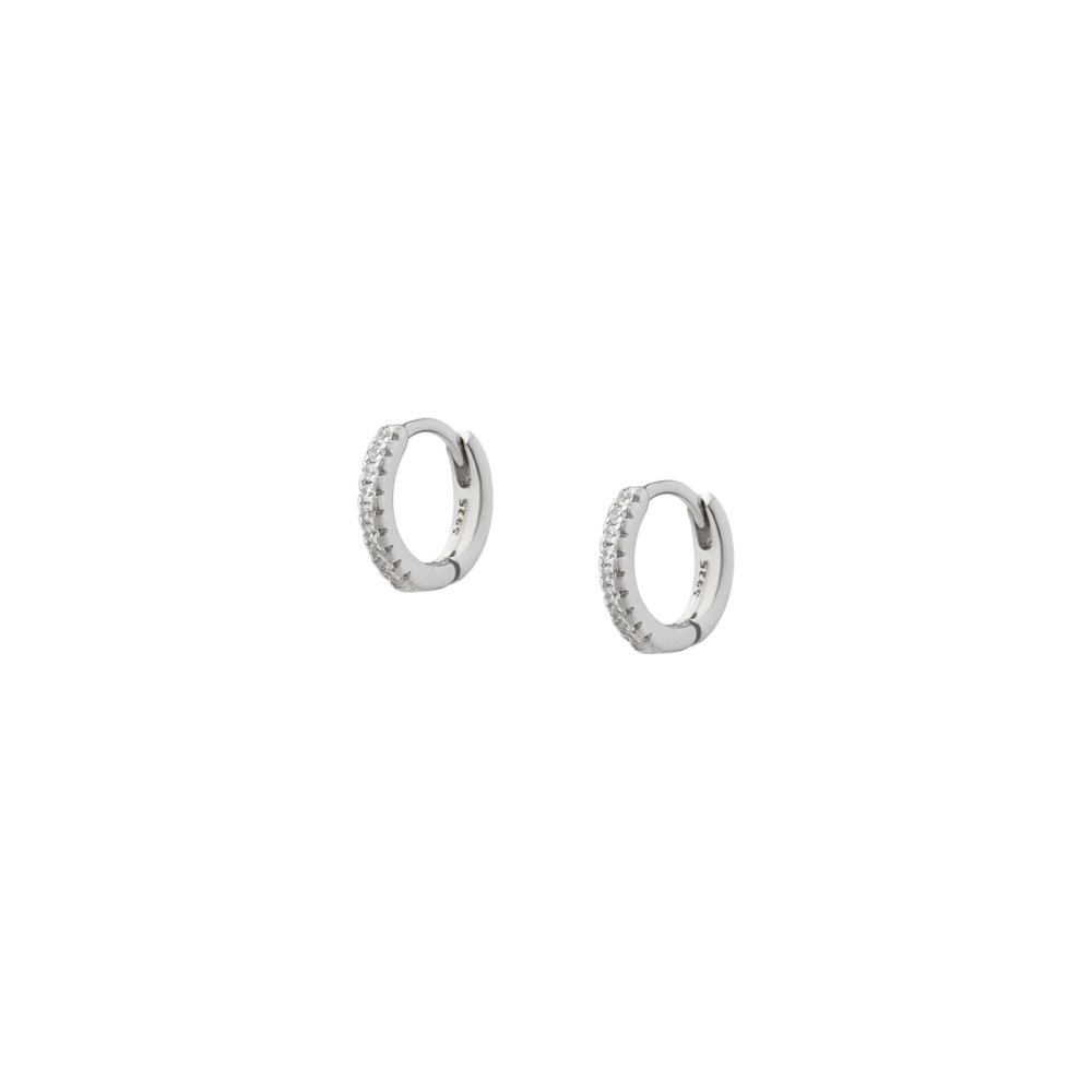 Σκουλαρίκια κρικάκια με λευκά πέτρες ζιργκόν από επιπλατινωμένο ασήμι 925°