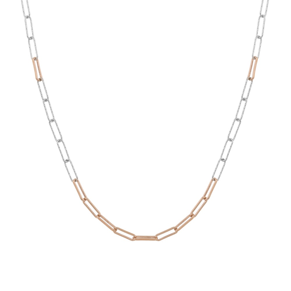 Sterling silver 925°. Dual colour links necklace