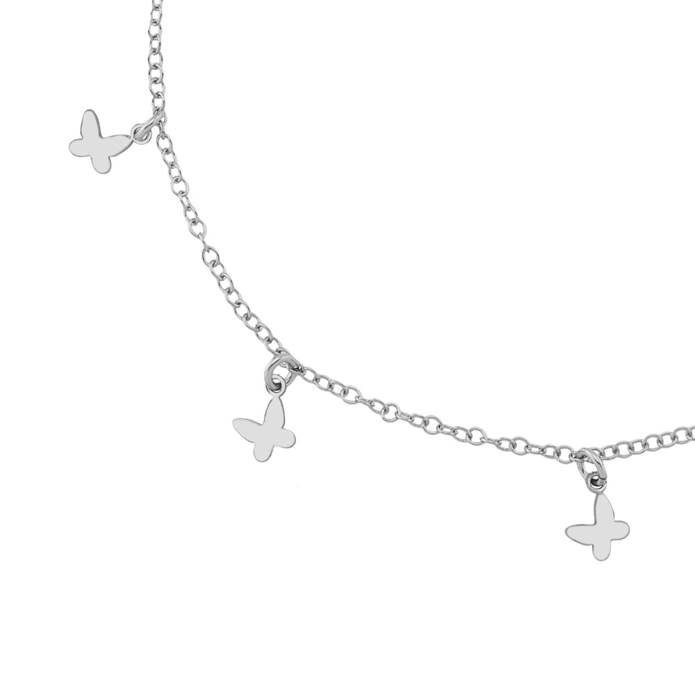 Sterling silver 925°. Butterfly charm ankle bracelet
