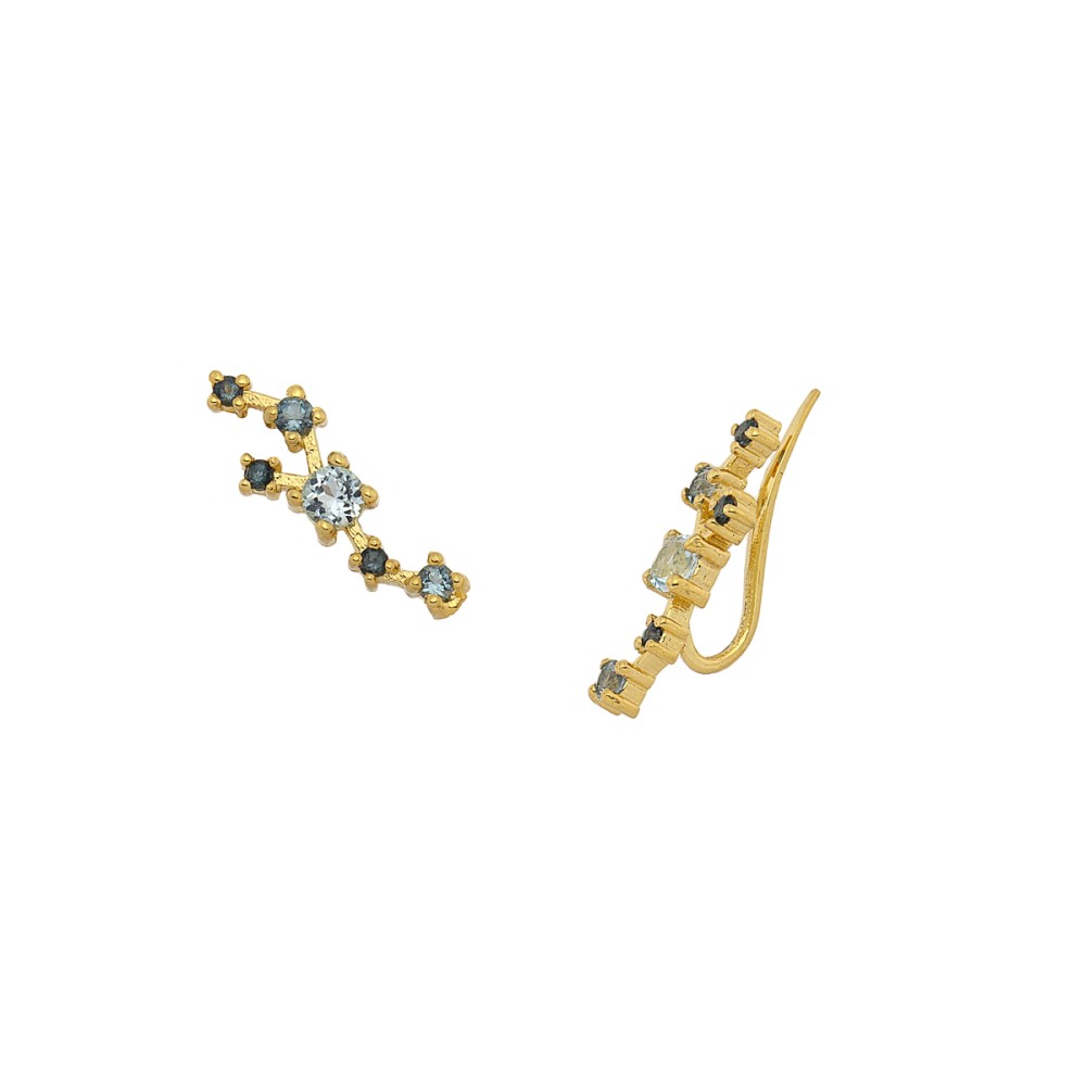 Gold 9ct. Cuff earrings with stones