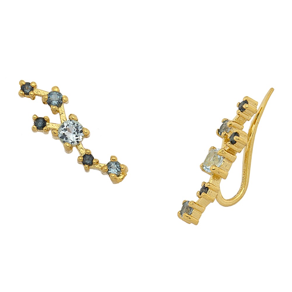 Gold 9ct. Cuff earrings with stones